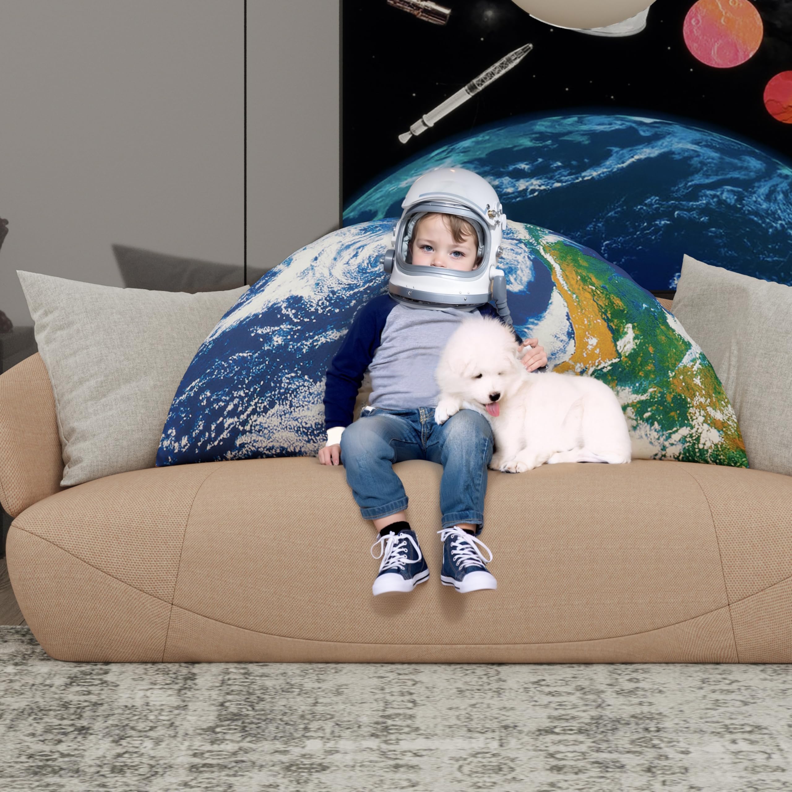 3D Space Bolster Pillow—Earth