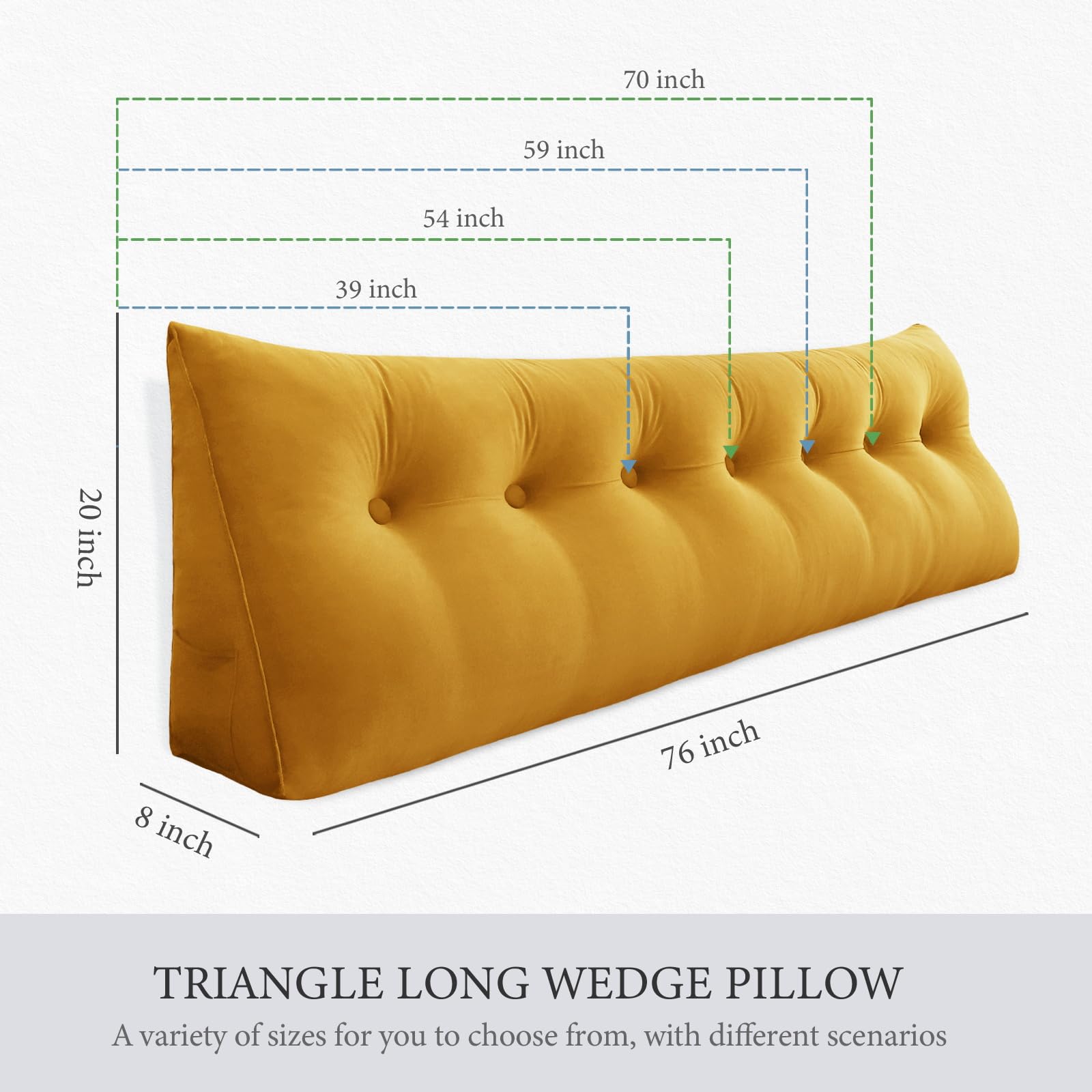 Large Wedge Pillow with Cylinder Neck Bolster Velvet— Ginger