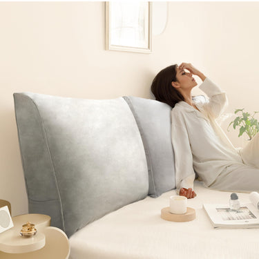 Headboard Reading Pillow: Bed Sitting Support Gray