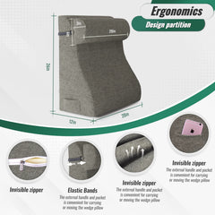Verstellbares orthopädisches Bettkeilstützkissen – grauschwarzes Leinen