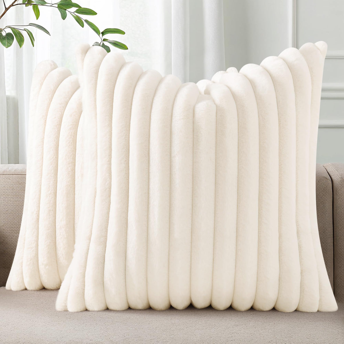 plush corduroy pillow-beige