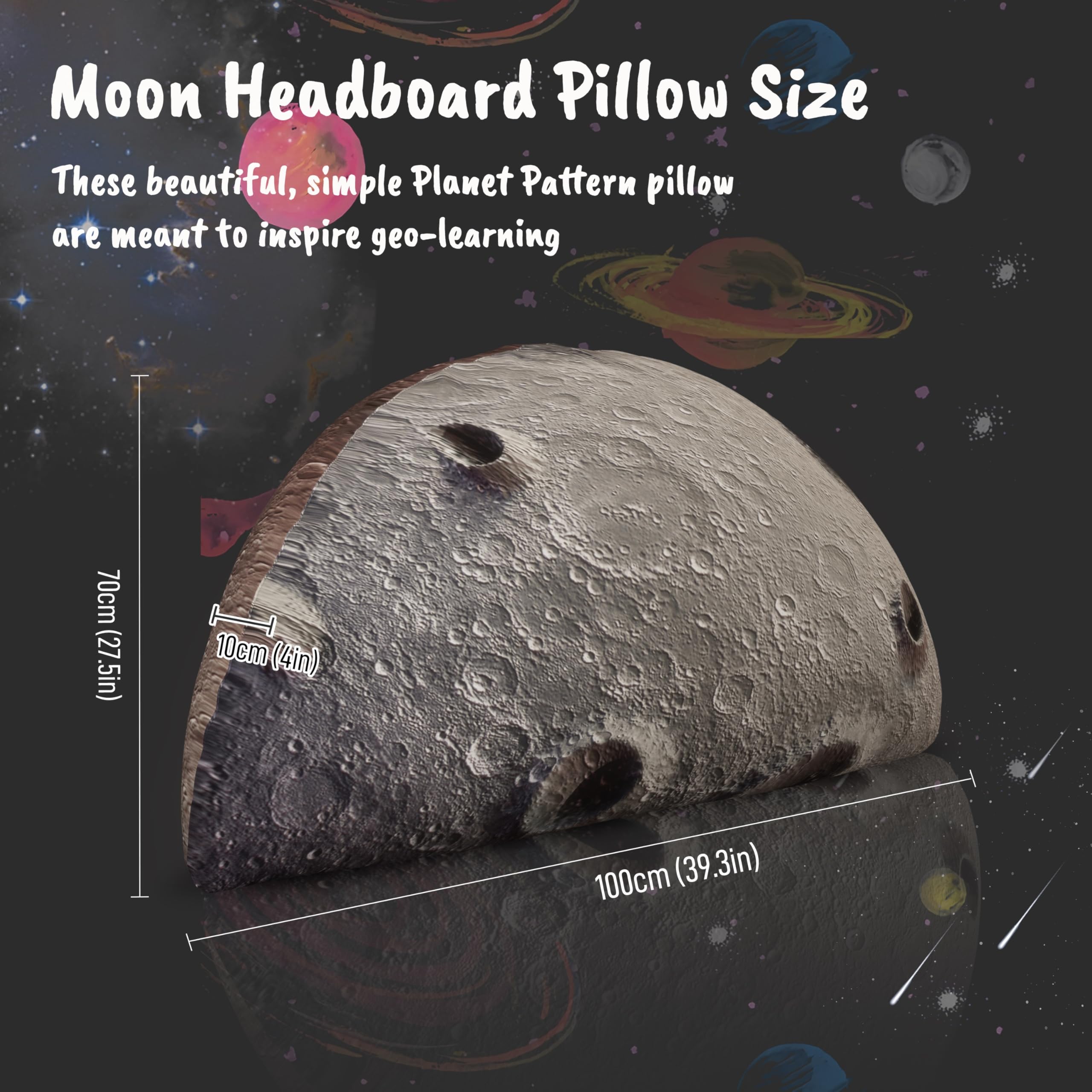 3D Space Bolster Pillow—Moon