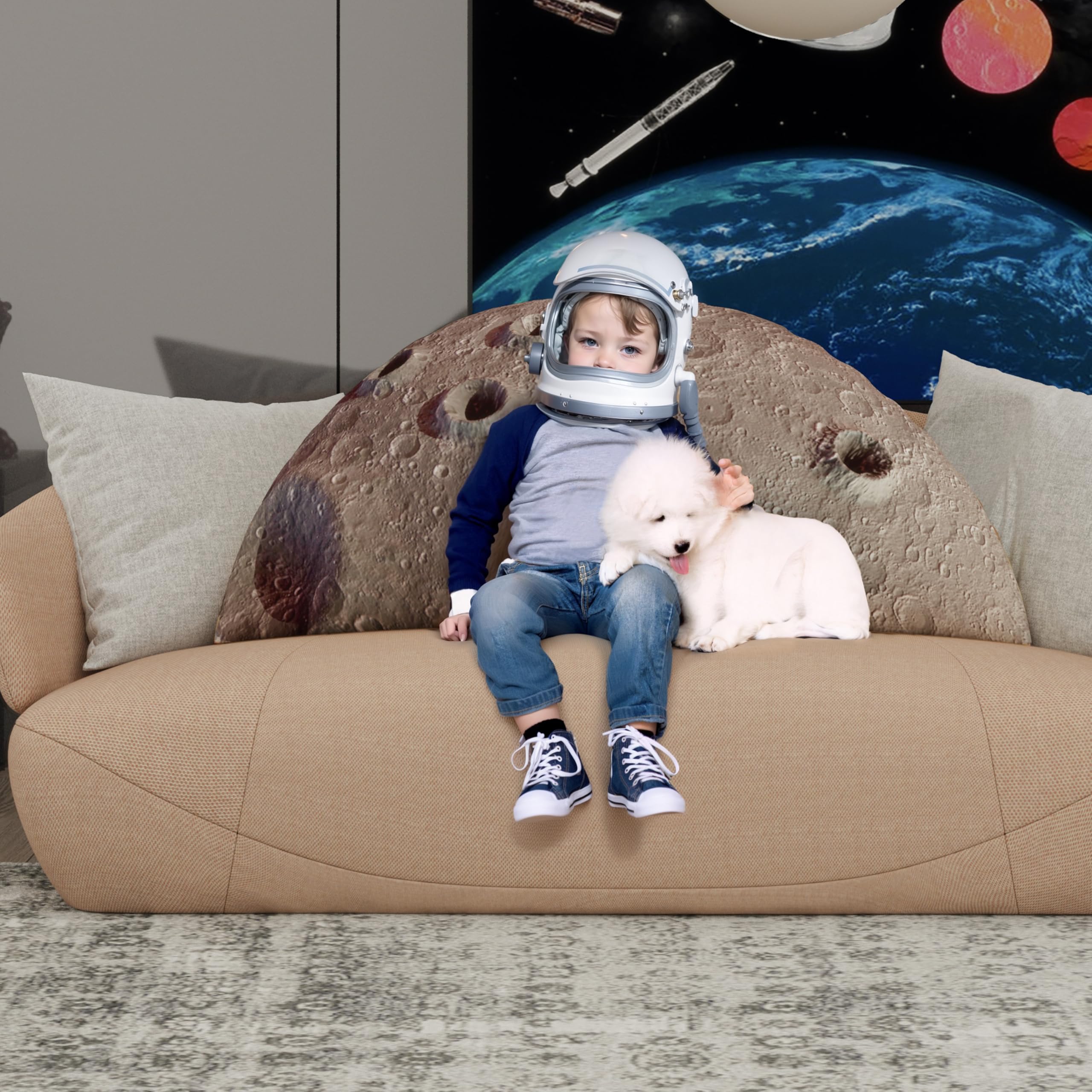 3D Space Bolster Pillow—Moon