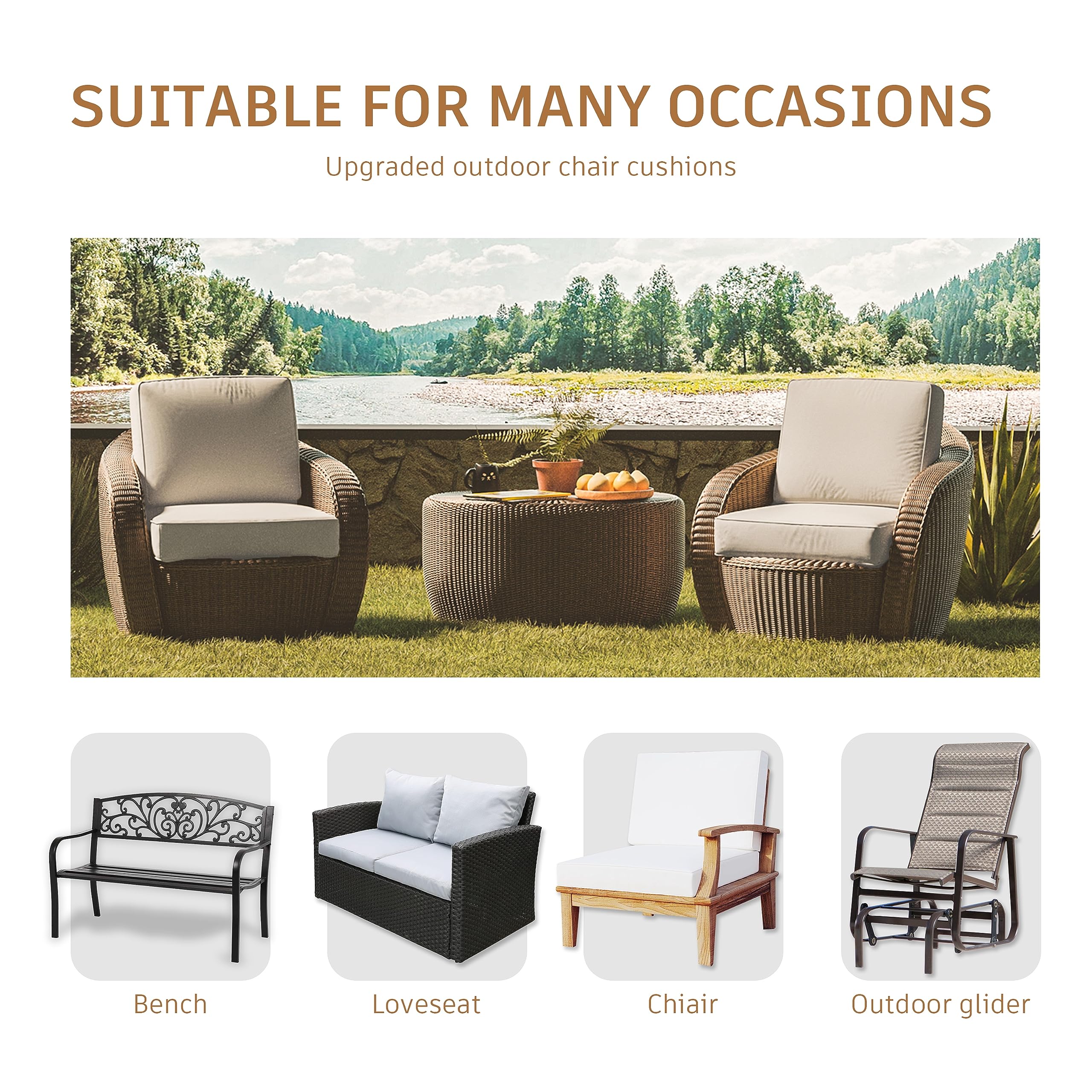 Outdoor Deep Seating Cushion Set— Offwhite