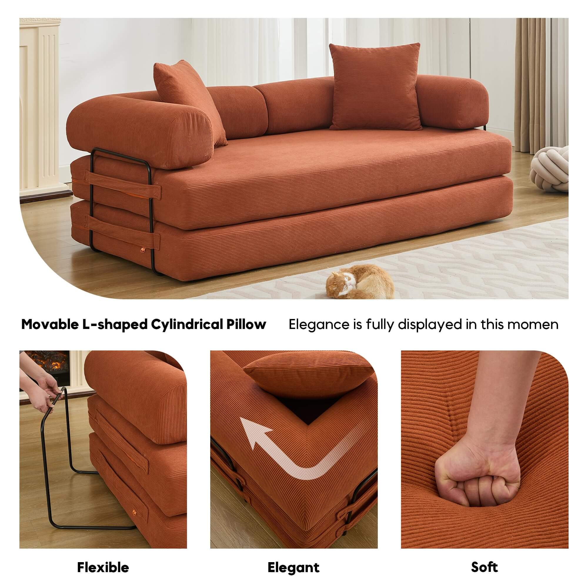 CloudFlex 3-in-1 Luxe Floor Sleeper Sofa
