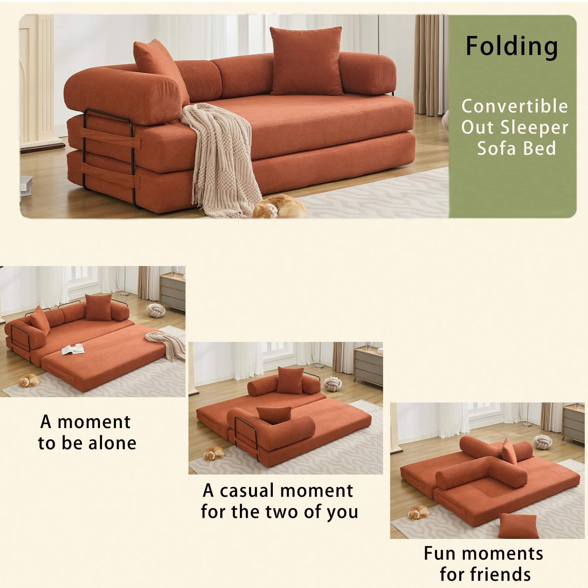 CloudFlex 3-in-1 Luxe Floor Sleeper Sofa