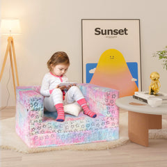 3-in-1 Folding Kids Sofa Bed – Pink