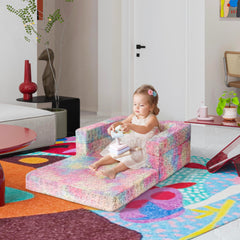 3-in-1 Folding Kids Sofa Bed – Pink