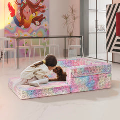 3-in-1 Folding Kids Sofa Bed – Pink