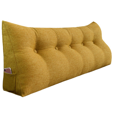 Large Bolster Triangular Backrest Reading Pillow Linen—Yellow