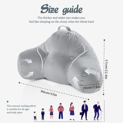 Gray Velvet Reading Pillow with Arms