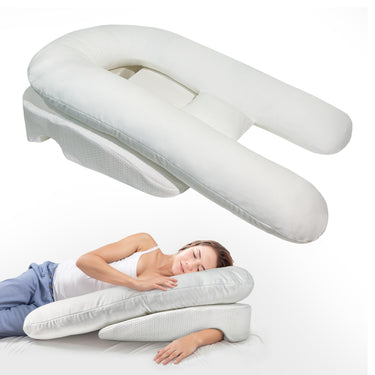 Large U-Shaped Ergonomic Side Sleeper Pillow with Arm Hole