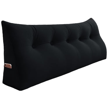 Large Bolster Triangular Backrest Reading Pillow Velvet —Black