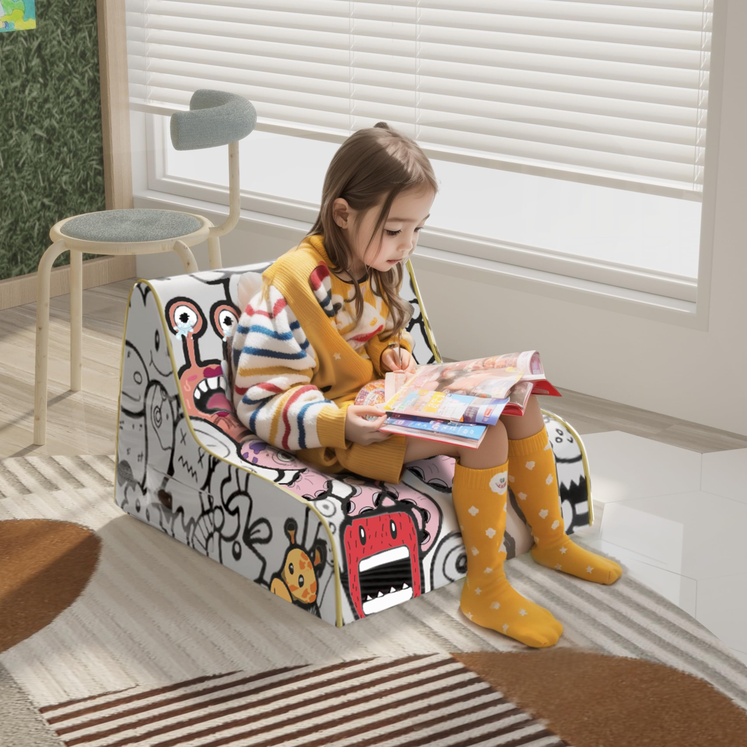 Multifunktionales Kinder-Doodle-Sofa – Weiß