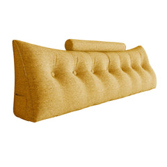 Wedge Pillow with Cylinder Neck Bolster Linen—Yellow