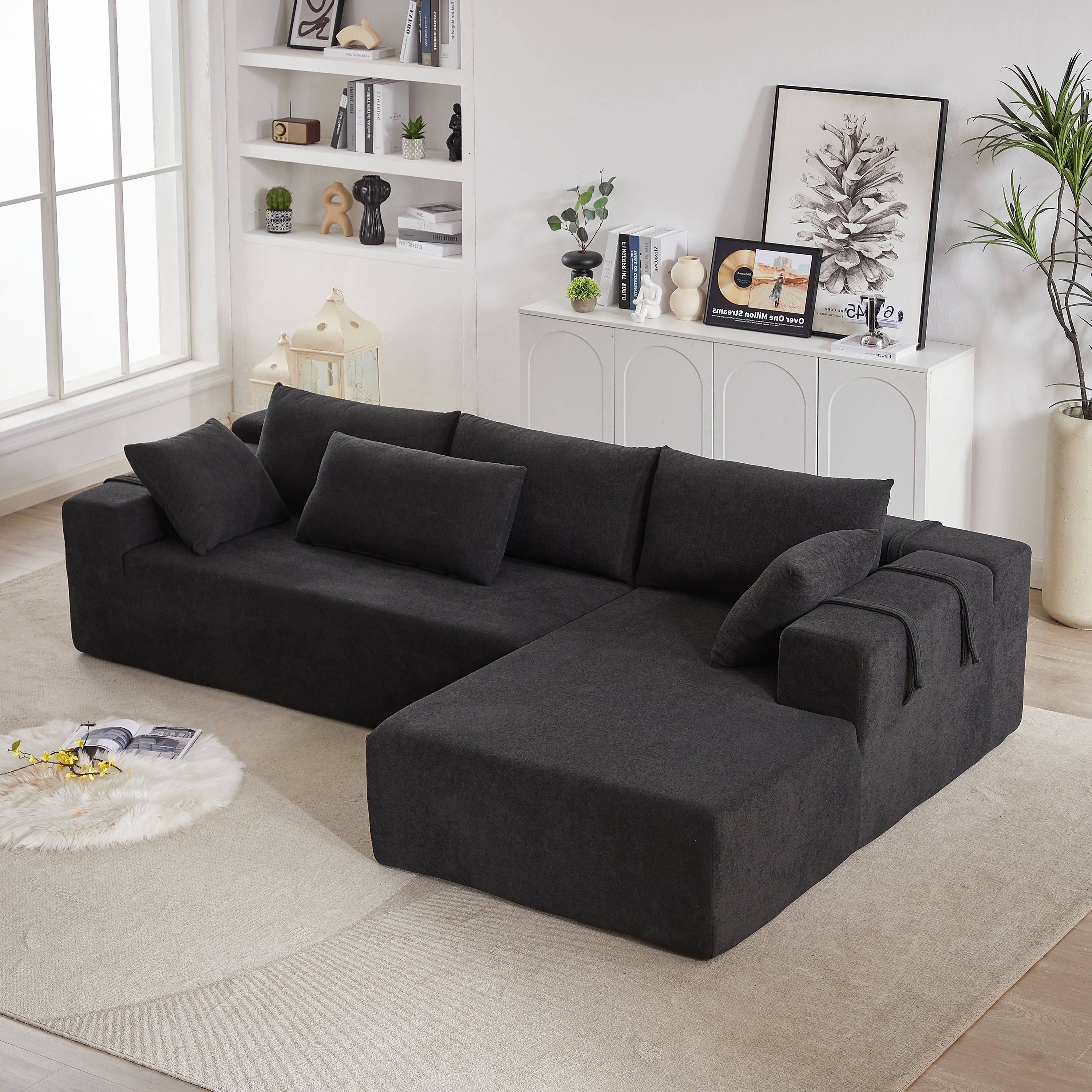 Modular L-Shaped Sectional Sofa Set, 108" with 6 Pillows