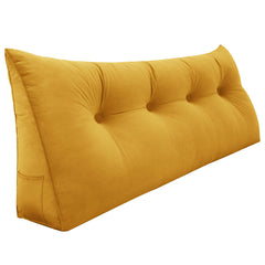 Large Bolster Triangular Backrest Reading Pillow Velvet— Yellow