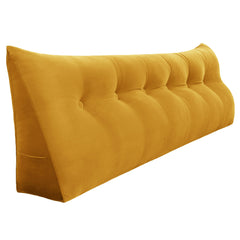 Large Bolster Triangular Backrest Reading Pillow Velvet— Yellow