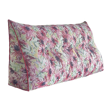 Large Triangle Headboard Wedge Reading Pillow — Pink Pattern Cushion