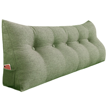 Large Bolster Triangular Backrest Reading Pillow Linen—Lime Green
