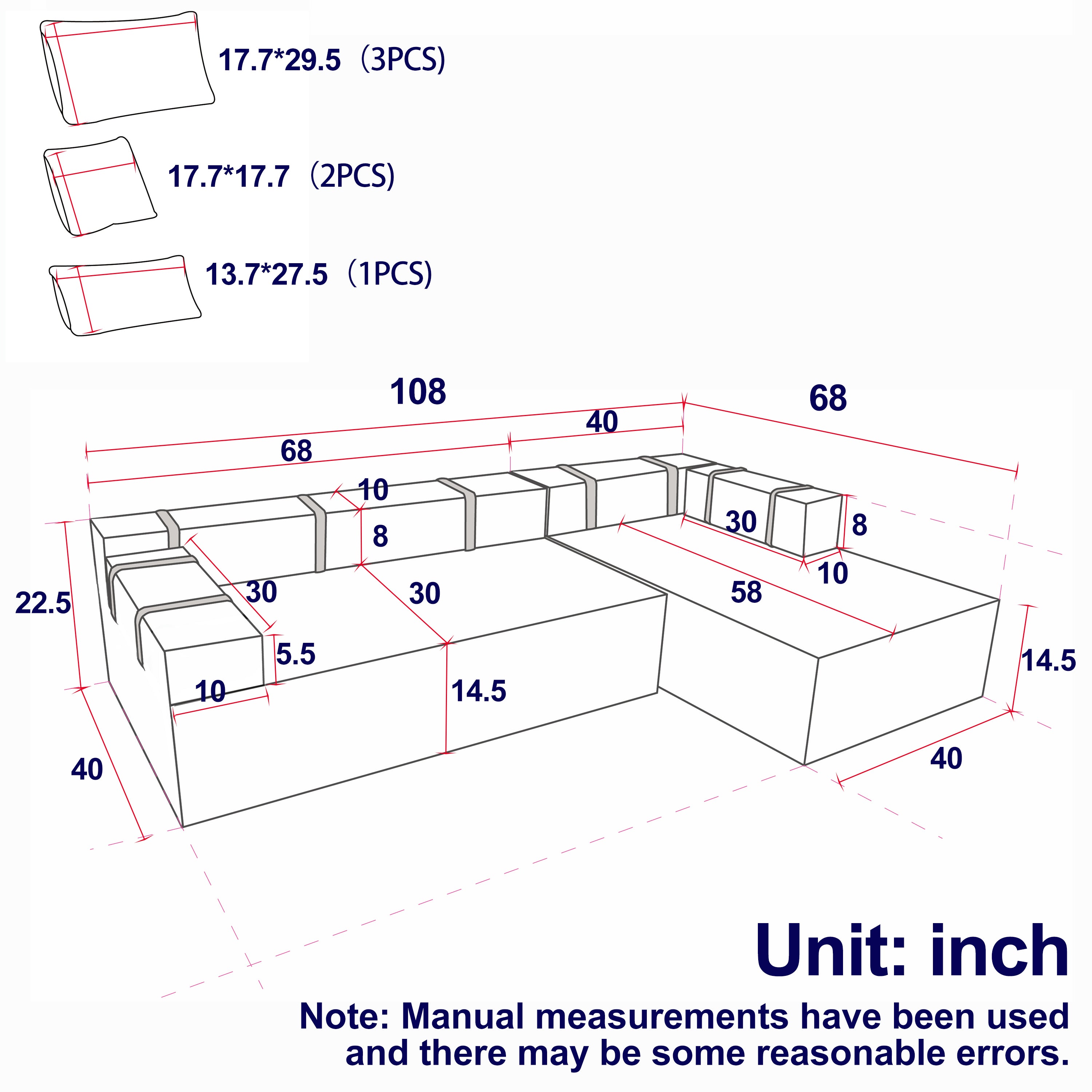 Beige 3 Seat(Right Chaise)