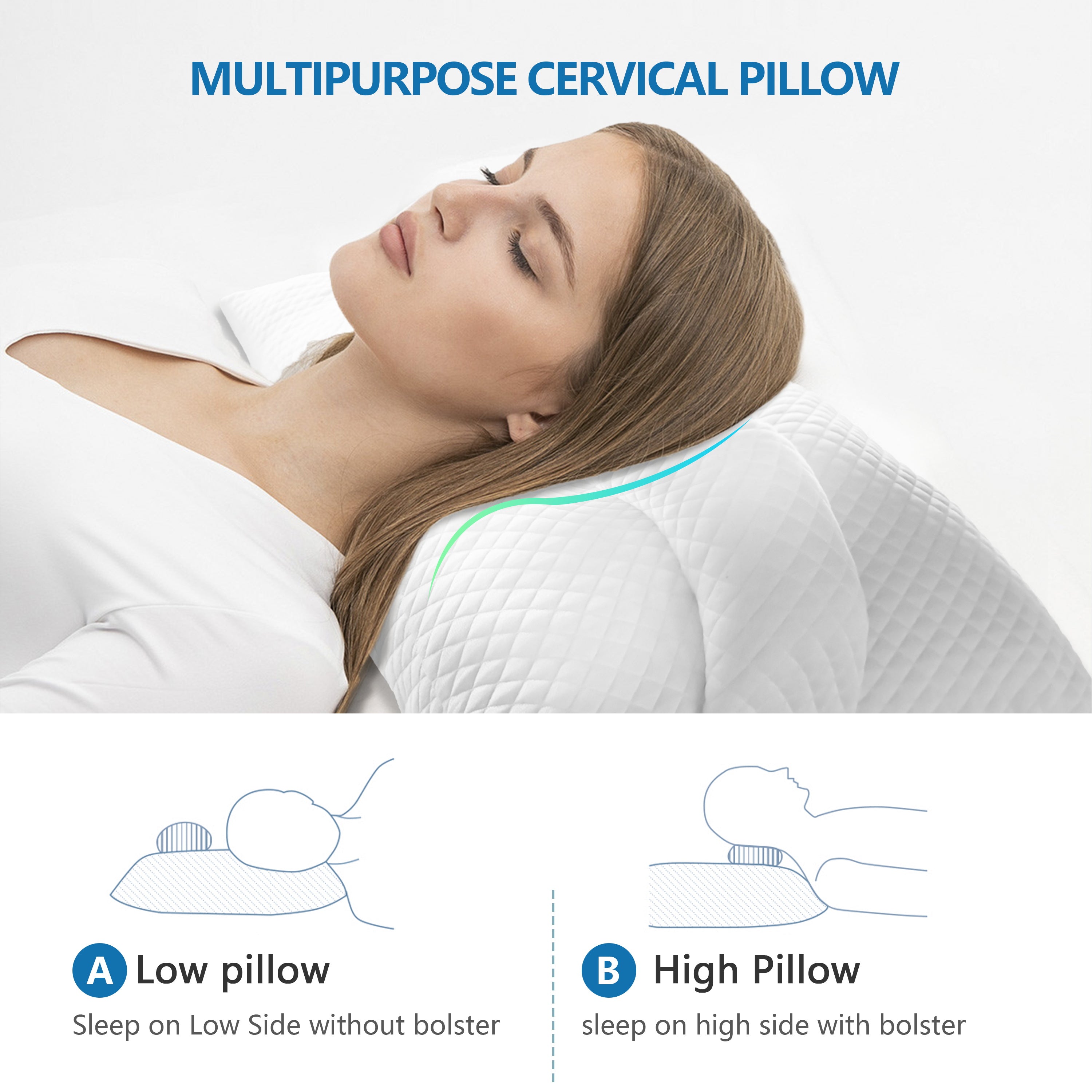 Daneey Ideal Cervical Pillows Ergonomisches Nackenstützkissen (ein Set)