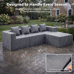 4 Pcs Outdoor Couch, Patio Sectional Furniture Set