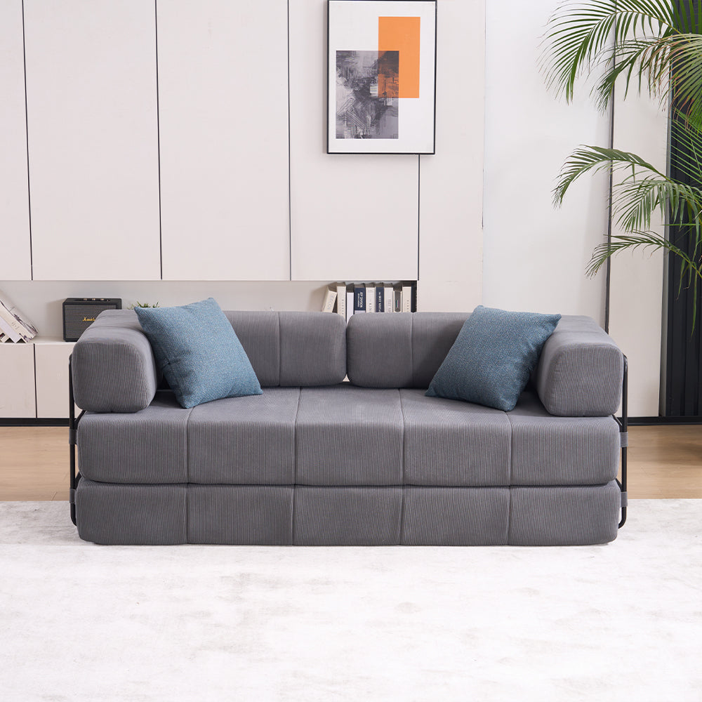 Folding Sofa Bed, 78.5" Convertible Couch Bed with 2 Pillows