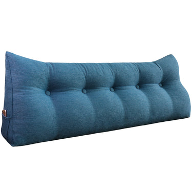 Large Bolster Triangular Backrest Reading Pillow Linen—Blue