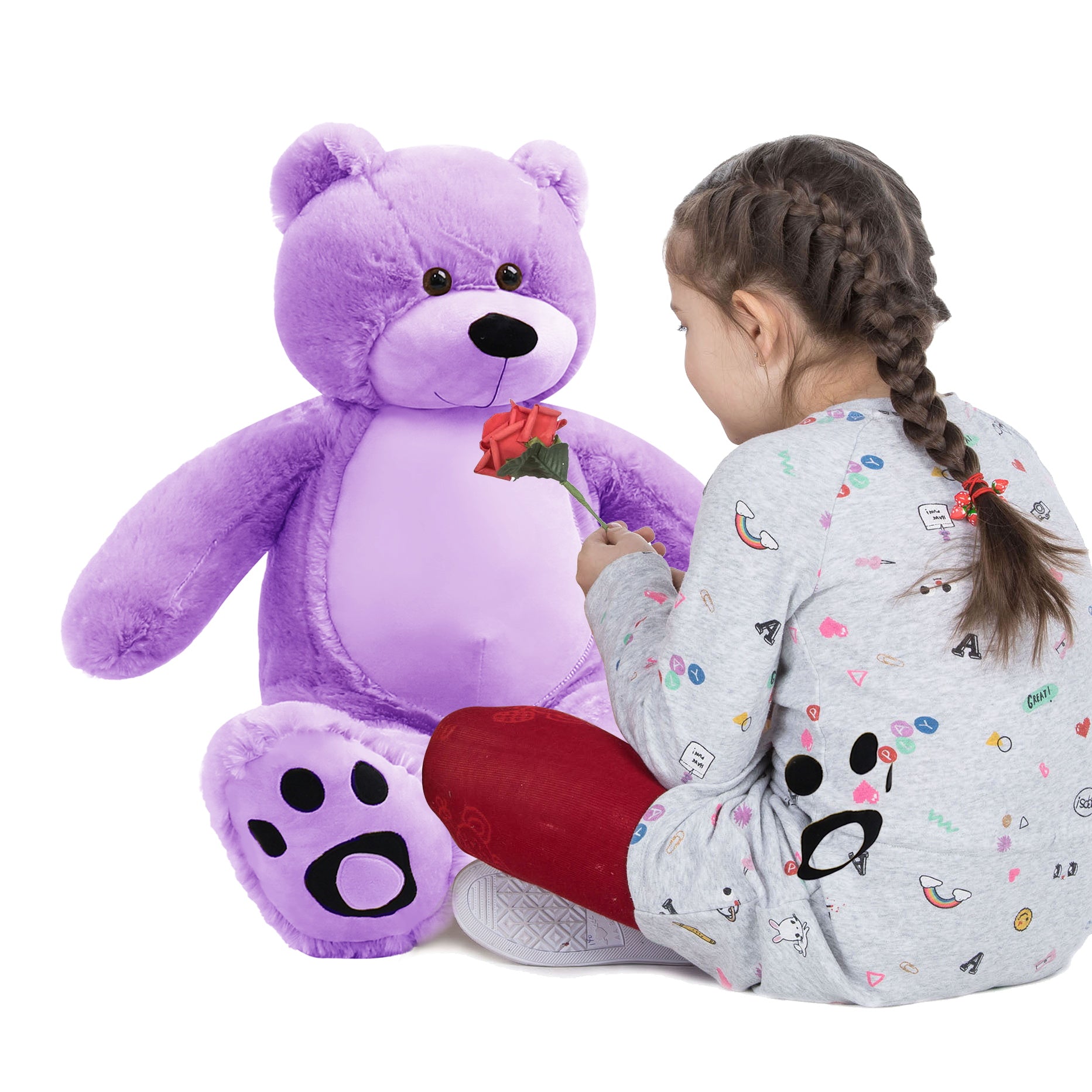 3 Foot Giant Teddy Bear Daneey Cuddly Teddy Bear ——Purple 36 Inches