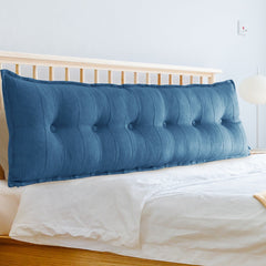 Rectangular Back Support Headboard Pillow Linen——Blue