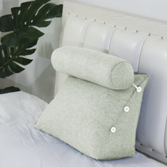 Adjustable Neck Back Support Pillows With Bolster Linen—White 23.5 Inches